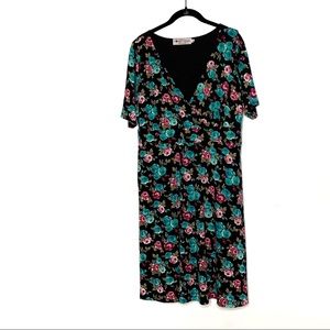 Poppy & Bloom Floral Fit & Flare VNeck Dress 1X